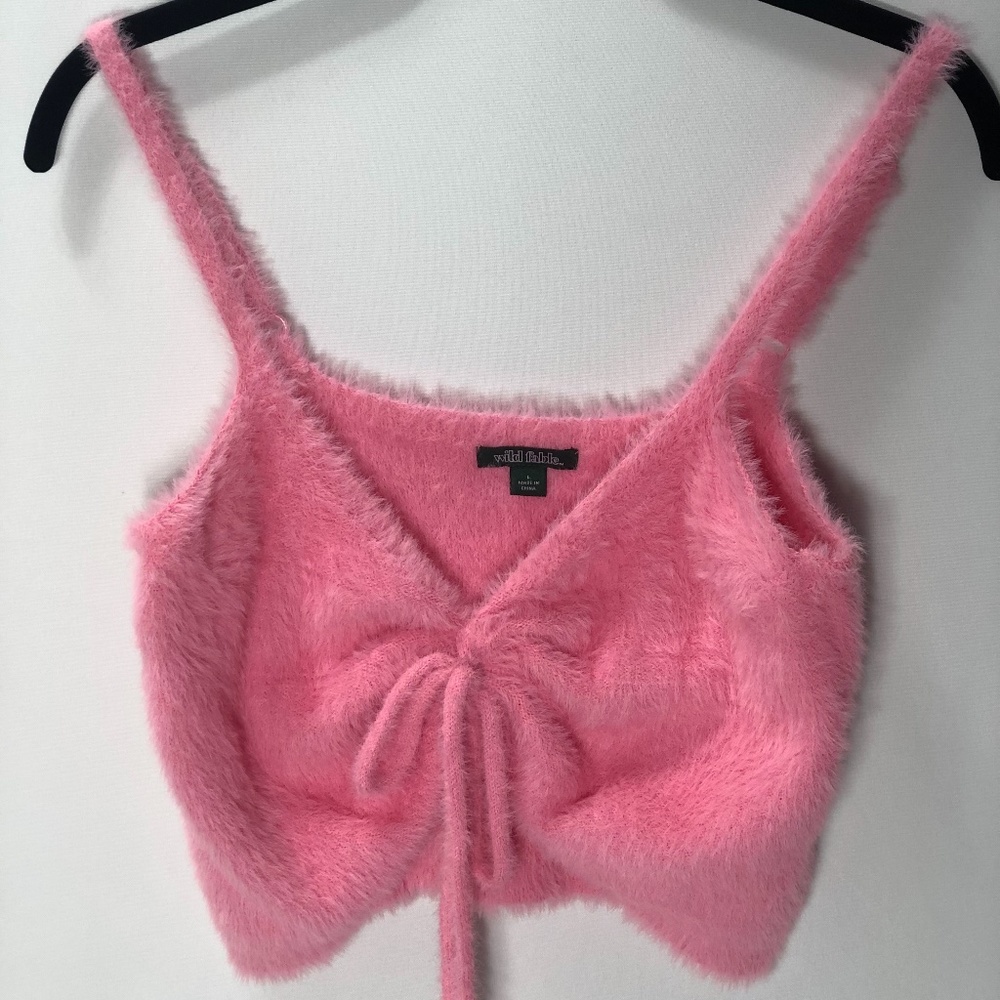 Fuzzy pink crop top